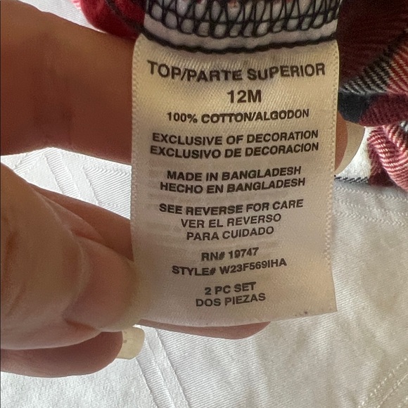 Wrangler Western Long Sleeve Red and Black Plaid Flannel Shirt 100% Cotton 12M - Picture 8 of 9